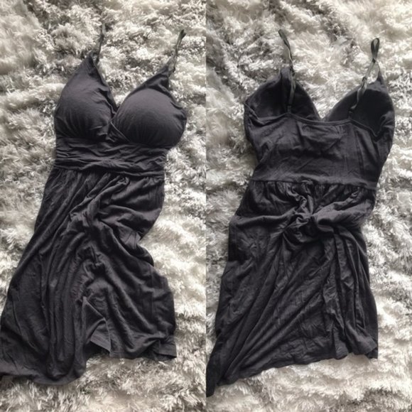 Women's gray v-cut spaghetti strap summer dress - Picture 2 of 4